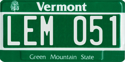 VT license plate LEM051
