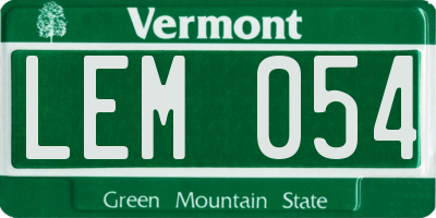 VT license plate LEM054