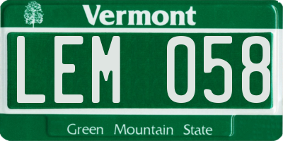 VT license plate LEM058