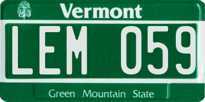 VT license plate LEM059