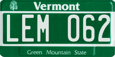 VT license plate LEM062