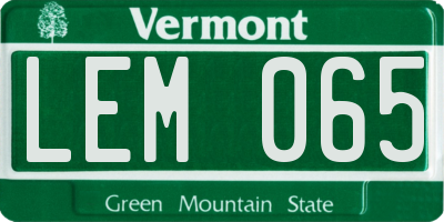 VT license plate LEM065