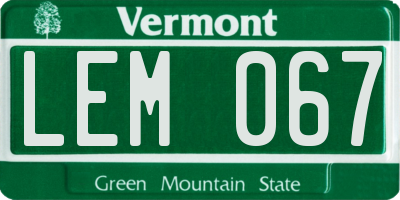 VT license plate LEM067