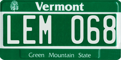 VT license plate LEM068