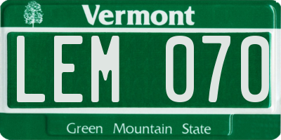 VT license plate LEM070