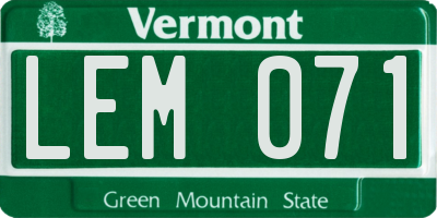 VT license plate LEM071