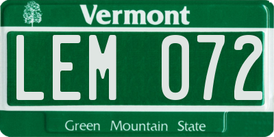 VT license plate LEM072