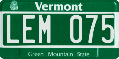 VT license plate LEM075