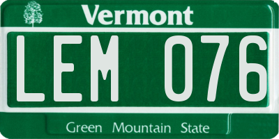 VT license plate LEM076