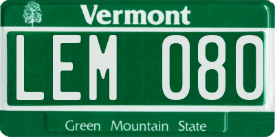 VT license plate LEM080