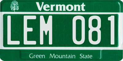 VT license plate LEM081