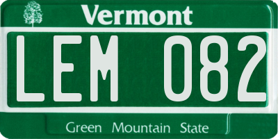 VT license plate LEM082