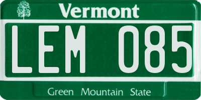 VT license plate LEM085