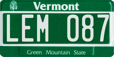 VT license plate LEM087