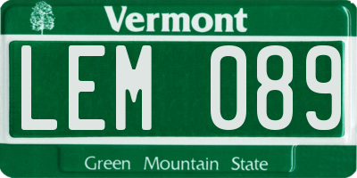 VT license plate LEM089