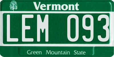 VT license plate LEM093