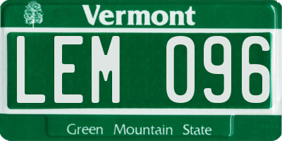 VT license plate LEM096