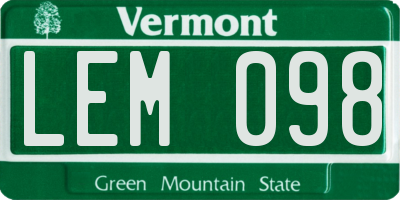 VT license plate LEM098