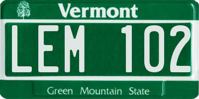 VT license plate LEM102