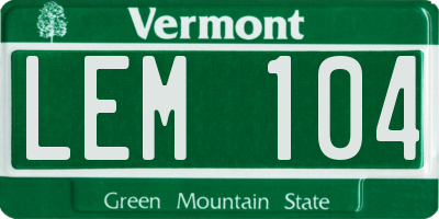 VT license plate LEM104