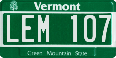 VT license plate LEM107