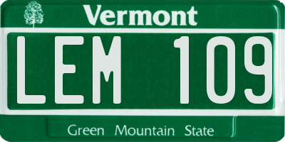 VT license plate LEM109