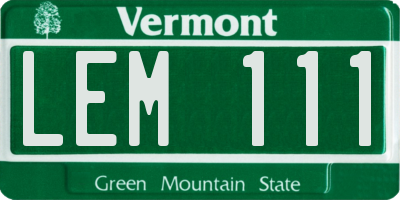 VT license plate LEM111