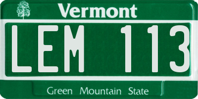 VT license plate LEM113
