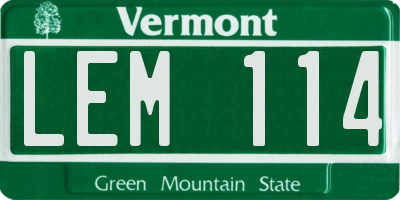 VT license plate LEM114