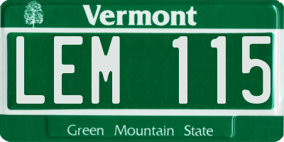 VT license plate LEM115