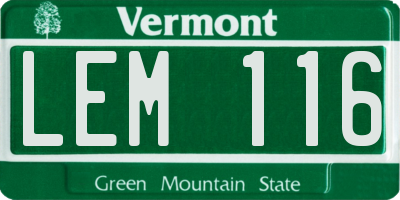 VT license plate LEM116