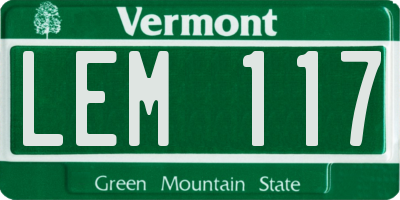 VT license plate LEM117
