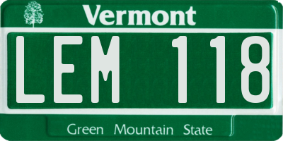 VT license plate LEM118