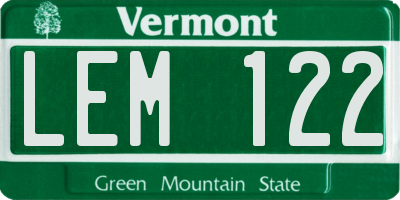 VT license plate LEM122