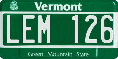 VT license plate LEM126