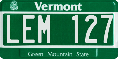 VT license plate LEM127