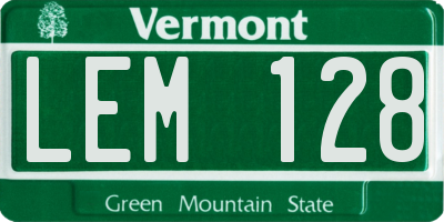 VT license plate LEM128