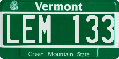 VT license plate LEM133