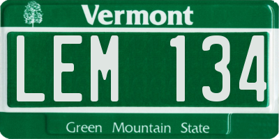 VT license plate LEM134