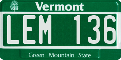 VT license plate LEM136