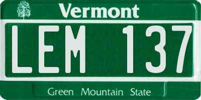 VT license plate LEM137