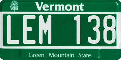 VT license plate LEM138