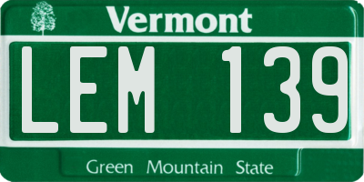 VT license plate LEM139