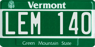 VT license plate LEM140