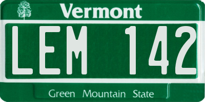 VT license plate LEM142