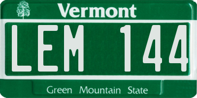 VT license plate LEM144