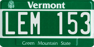 VT license plate LEM153
