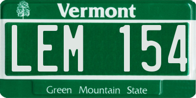VT license plate LEM154