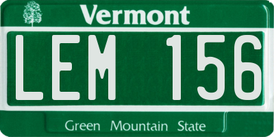VT license plate LEM156
