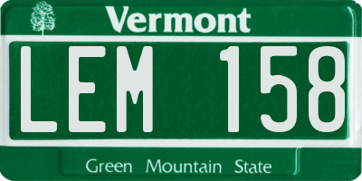 VT license plate LEM158